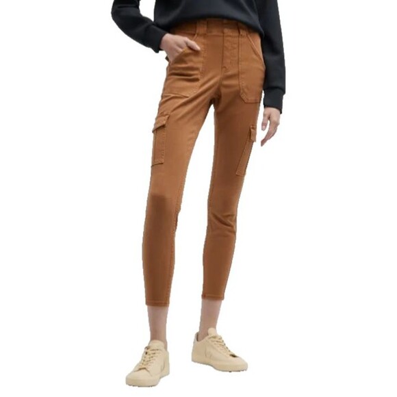 Spanx Women’s Stretch Twill Ankle Cargo Pants size L Petite NWT Honey Glow - Picture 1 of 9